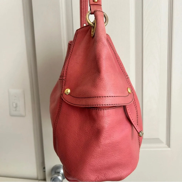 Burberry Blue Label Pink Leather Tote w/ Plaid Lining & Side Zippers - Picture 7 of 17